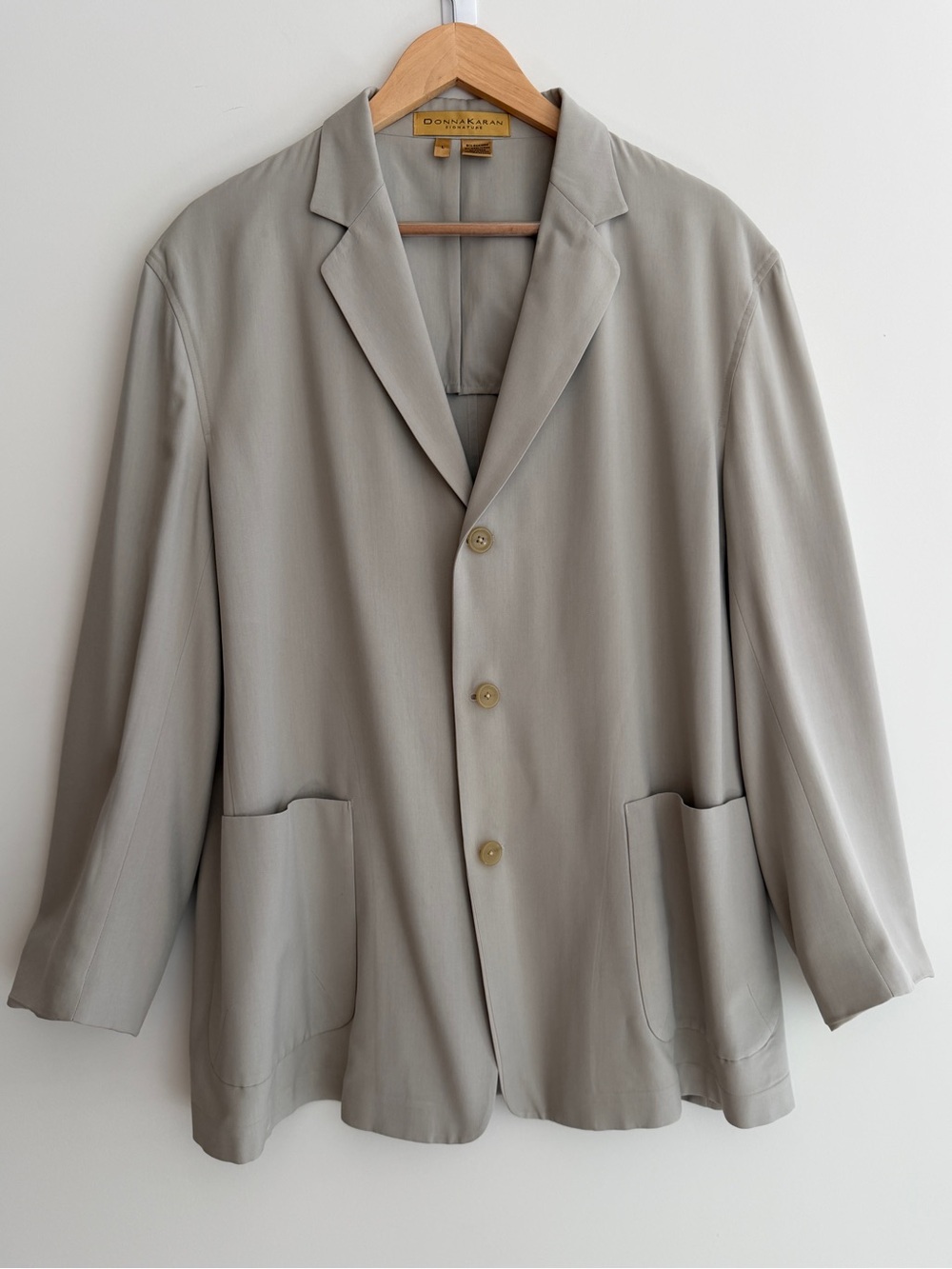 DONNA KARAN SIGNATURE Blazer Lightweight Silk Wool Blend Unlined Relaxed Fit